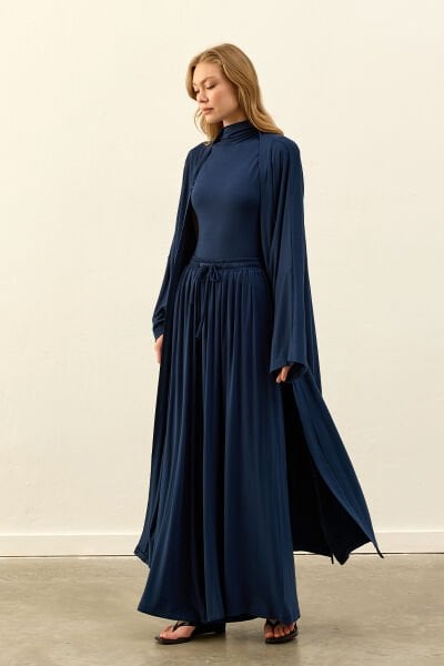 Lacivert Viskon Kimono