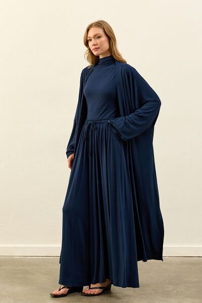 Lacivert Viskon Kimono