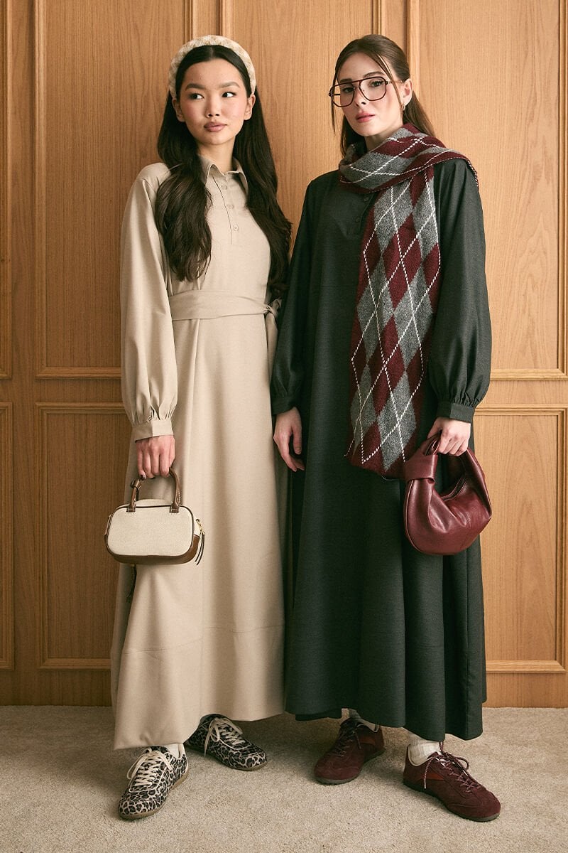 Antrasit Vintage Elbise