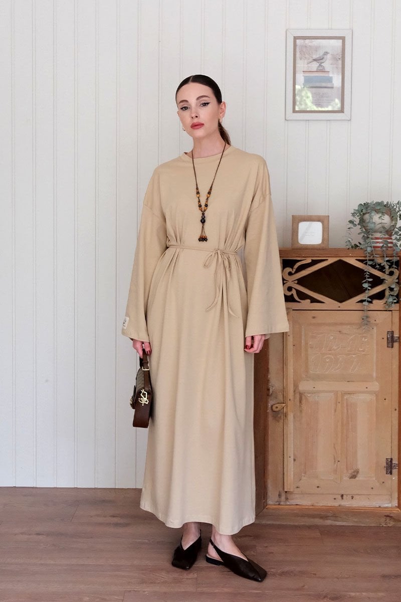 Bej Süprem Basic Elbise