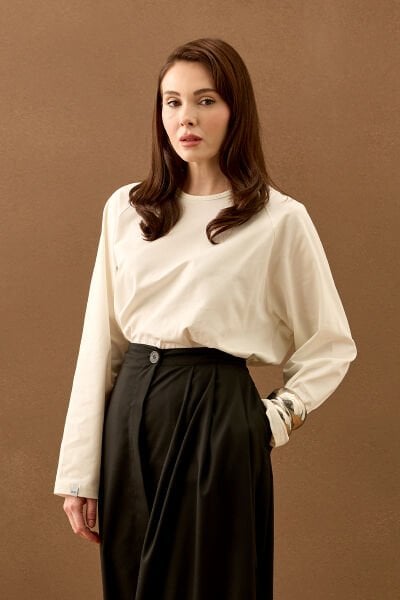 Süprem Basic Düz Kol Ekru Body