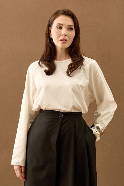 Süprem Basic Düz Kol Ekru Body