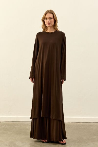 Acı Kahve Viskon Uzun Tunik