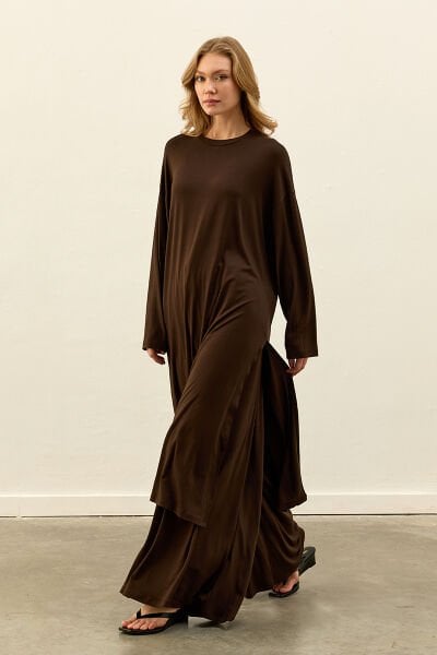 Acı Kahve Viskon Uzun Tunik