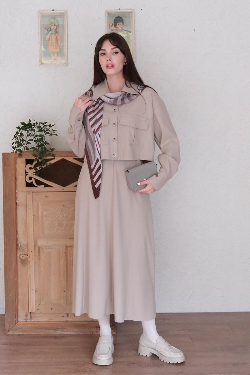 Vizon Poliviskon Cepli Ceket Etek Takım