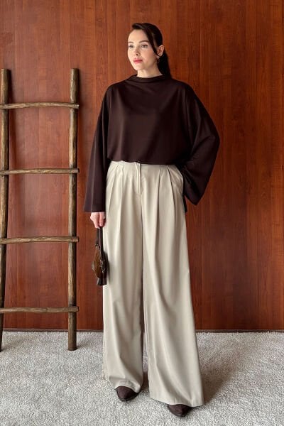 Vizon Pile Detay Palazzo Pantolon