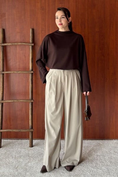 Vizon Pile Detay Palazzo Pantolon