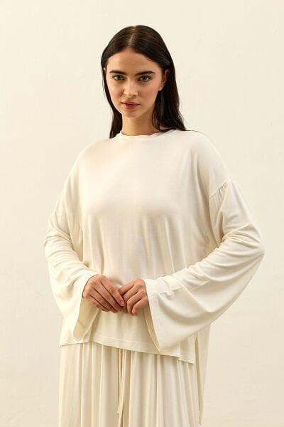Ekru Viskon Tunik