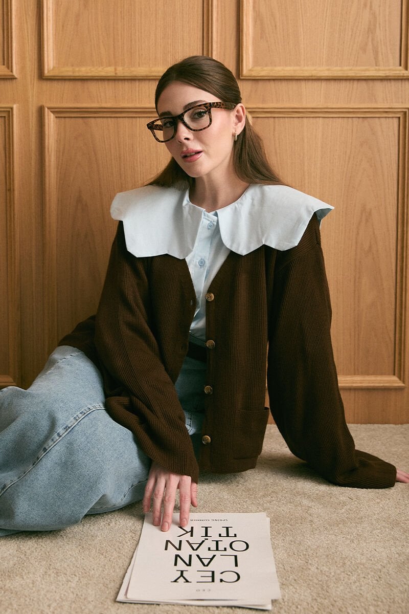 Acı Kahve İspanyol Kol Triko Hırka