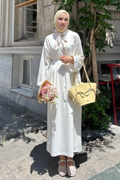 Ekru Süprem Basic Elbise