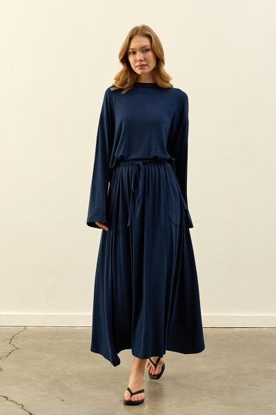 Lacivert Viskon Etek