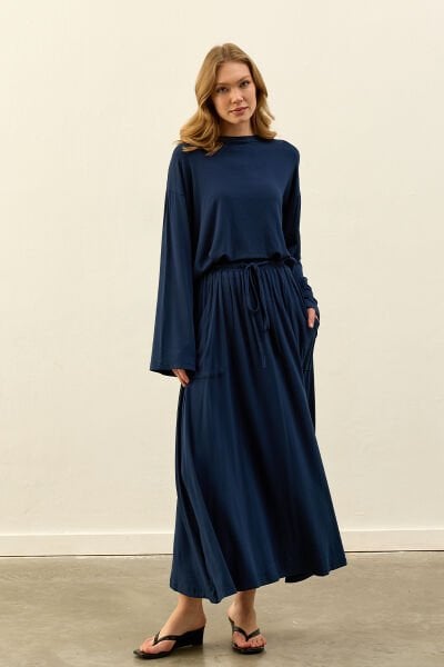 Lacivert Viskon Etek