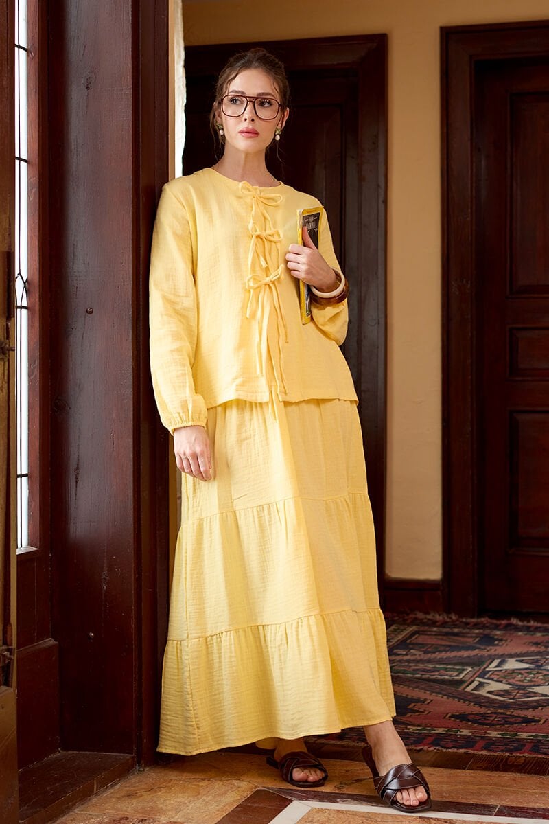 Limon Sarısı Müslin Kat Etek