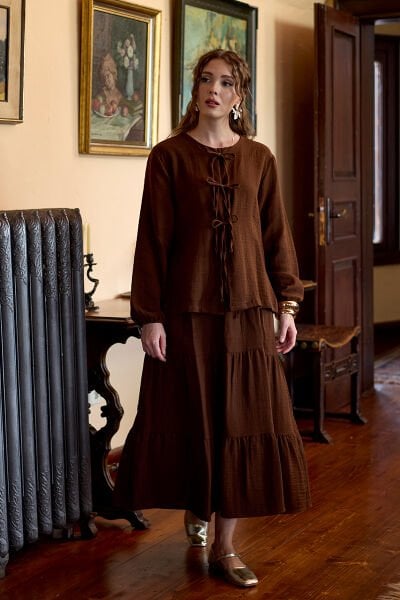 Acı Kahve Müslin Kat Etek