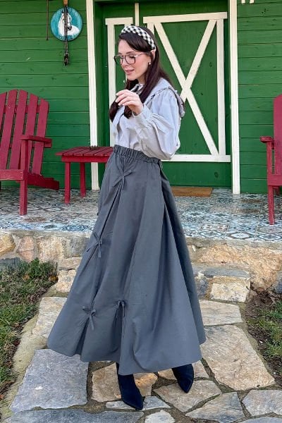 Antrasit Fiyonklu Etek