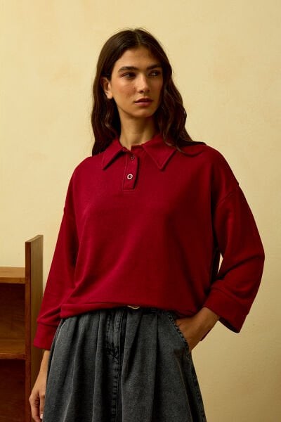 Bordo Polo Yaka Crop