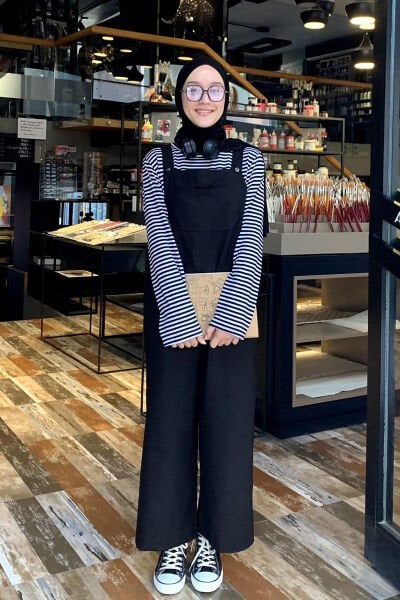 Siyah Keten Salopet Tulum