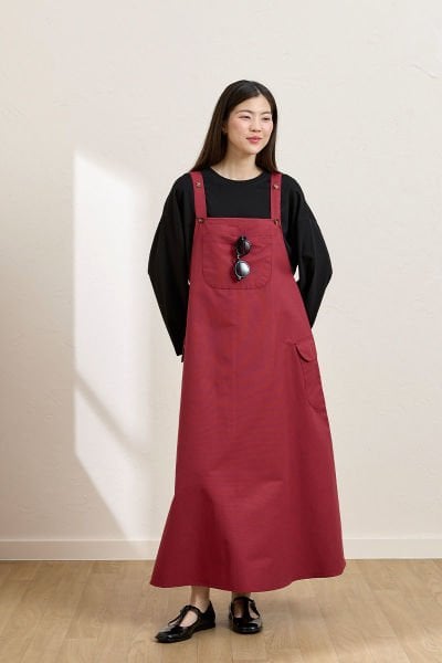 Bordo Keten Etekli Salopet