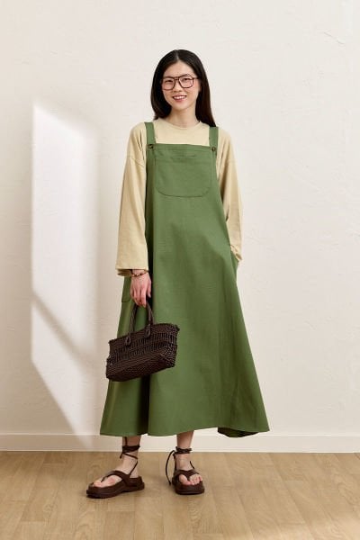 Haki Keten Etekli Salopet