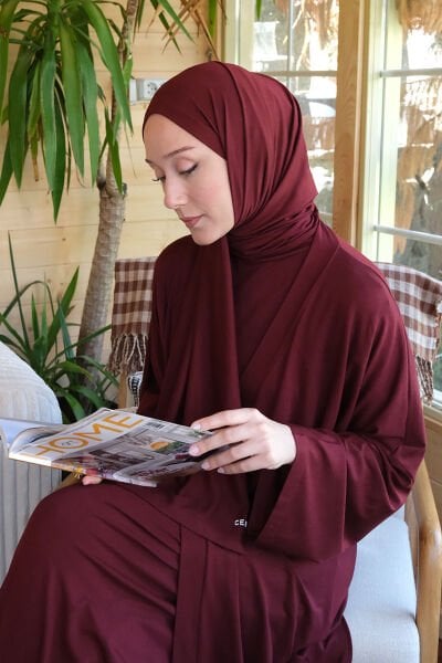 Bordo Viskon Penye Şal