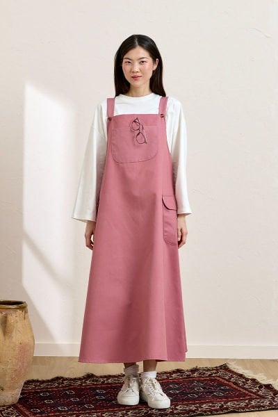 Gül Kurusu Keten Etekli Salopet