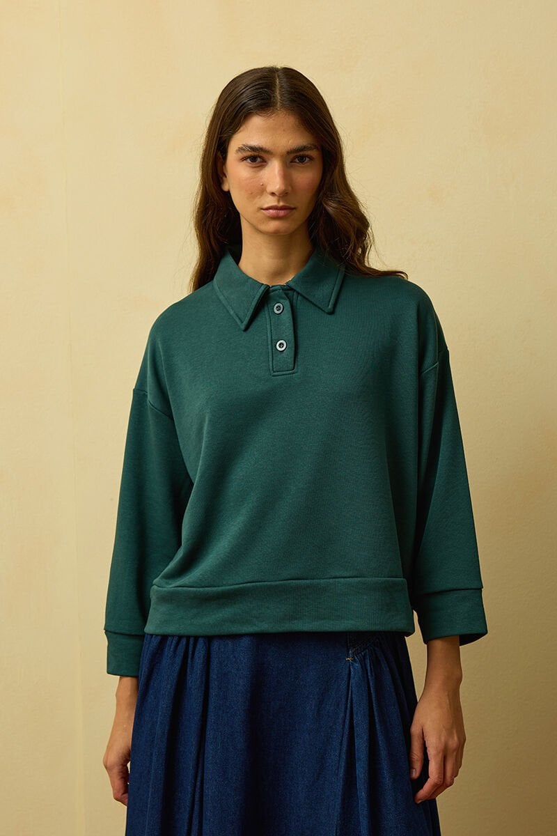 Zümrüt Polo Yaka Crop