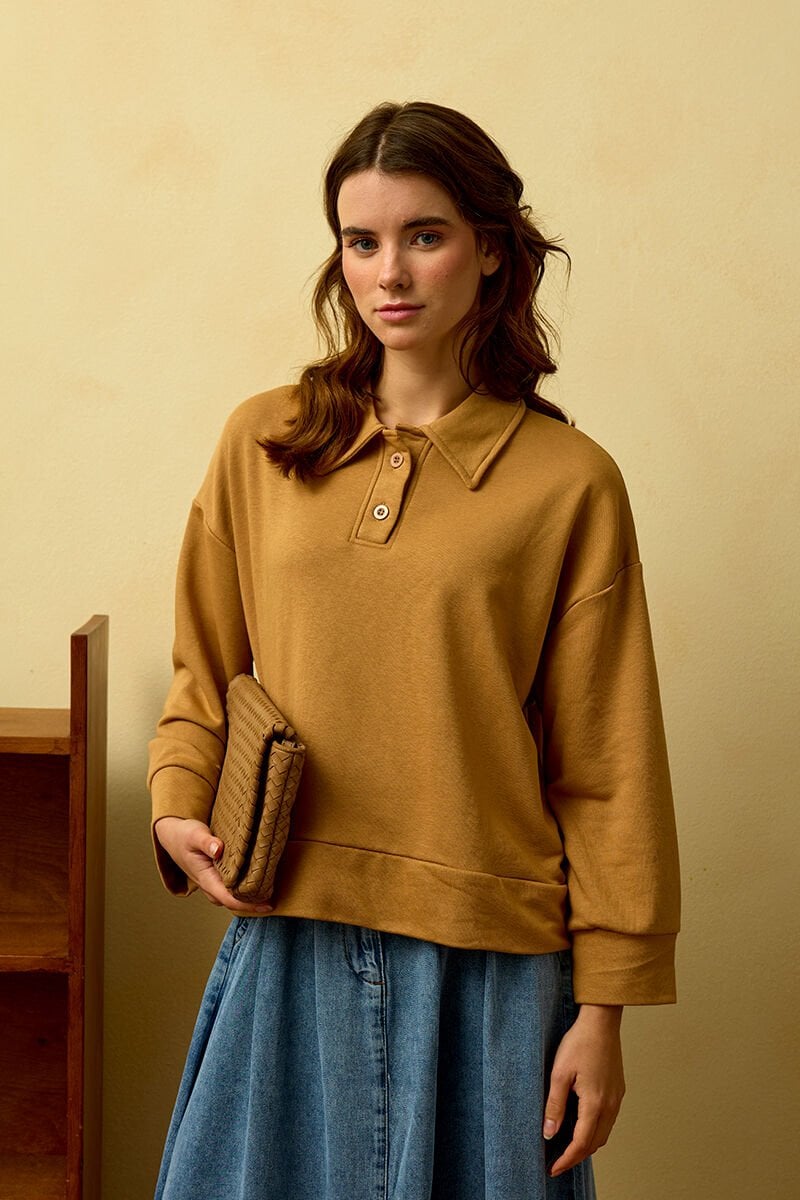 Karamel Polo Yaka Crop