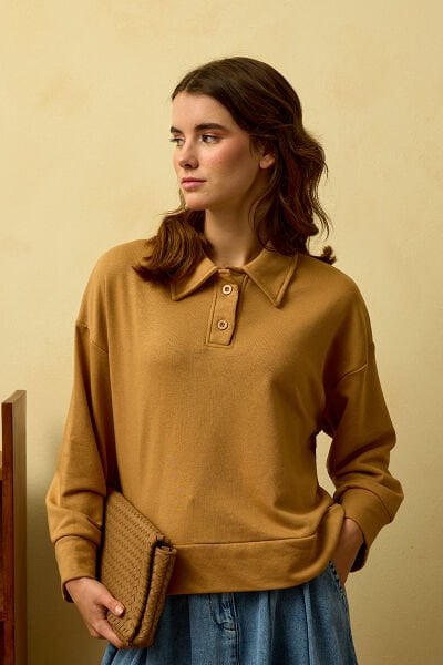 Karamel Polo Yaka Crop