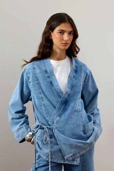 Buz Mavi Kruvaze Ceket