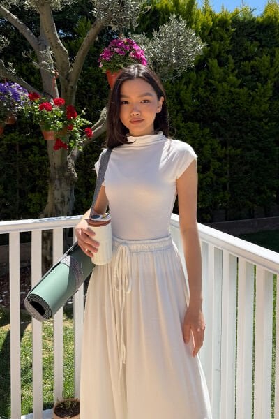 Ekru Ring Viskon T Kol Bluz