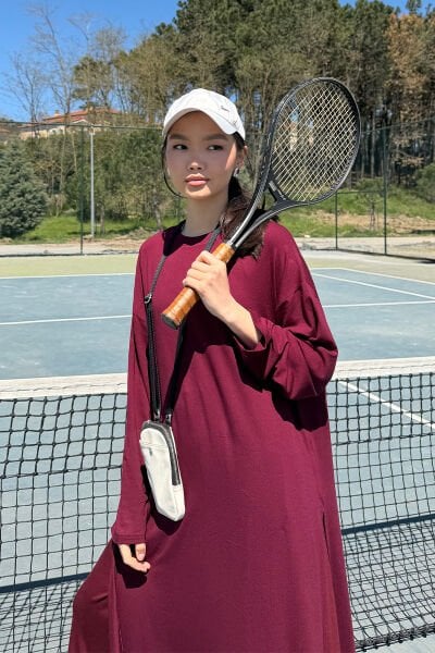 Bordo Viskon Uzun Tunik