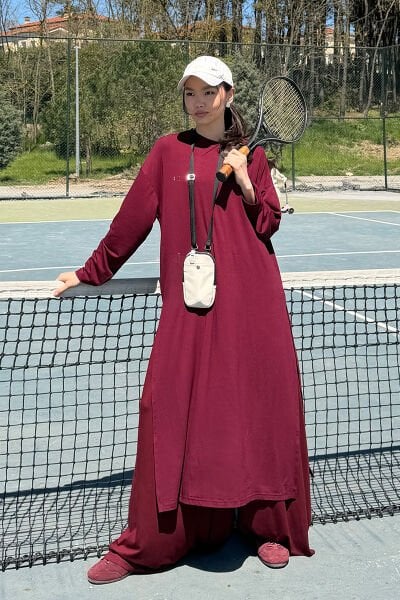 Bordo Viskon Uzun Tunik