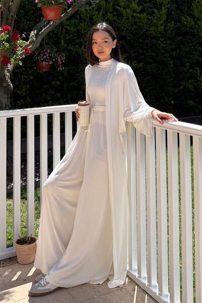 Ekru Viskon Kimono