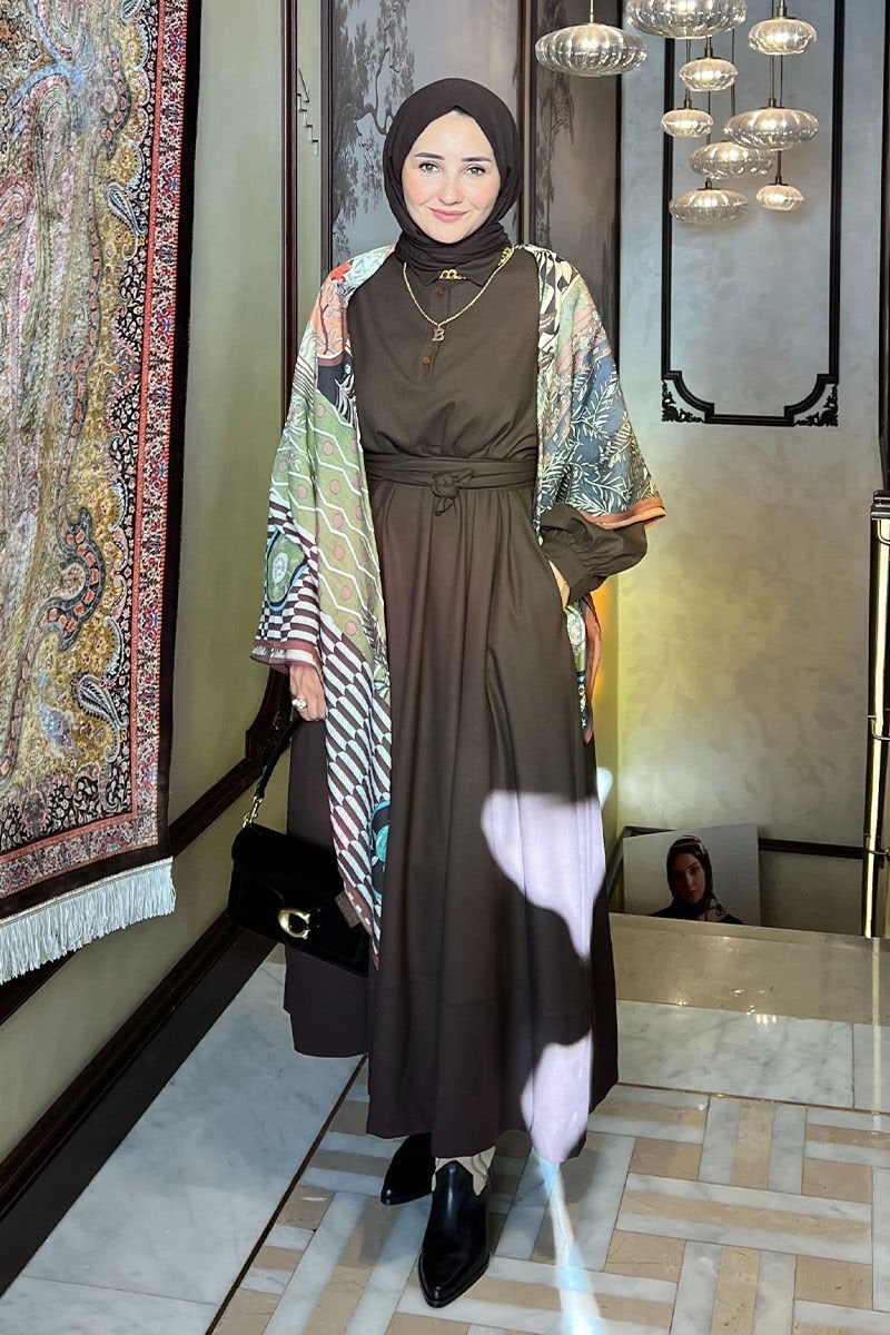 Acı Kahve Vintage Elbise - Bahar Ceylan