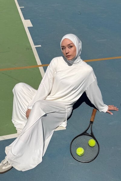 Ekru Viskon Uzun Tunik