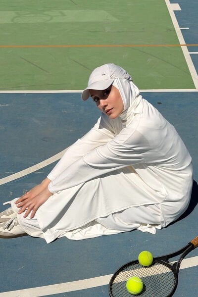 Ekru Viskon Uzun Tunik