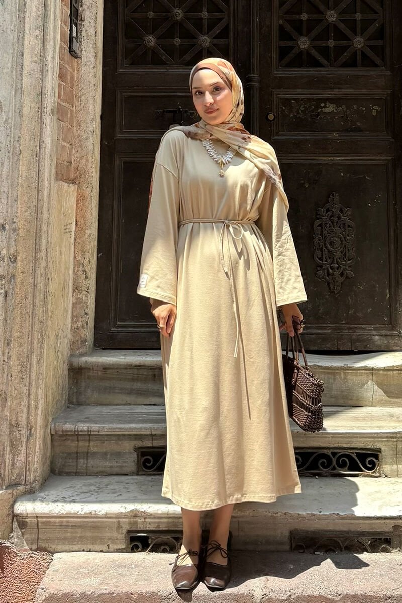 Bej Süprem Basic Elbise