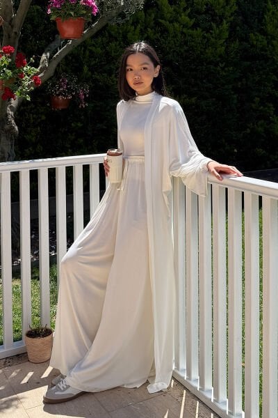 Ekru Viskon Kimono