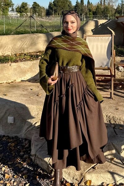 Acı Kahve Koton Bohem Kat Etek