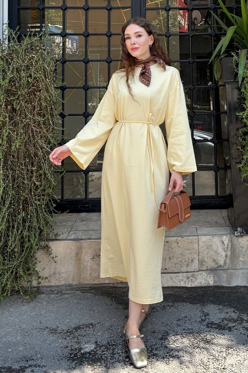 Tereyağ Sarısı Süprem Basic Elbise