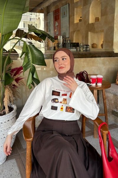 Ekru Otantik Baskılı Basic Body