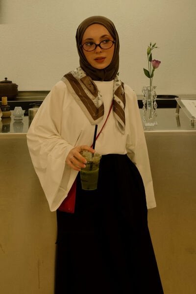 Ekru Süprem Yarasa Kol Crop