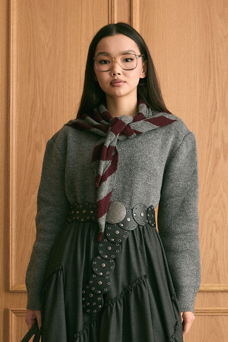 Bordo Çizgili Fular