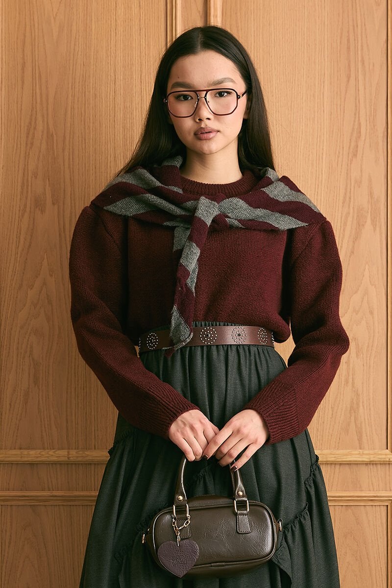 Bordo Çizgili Atkı