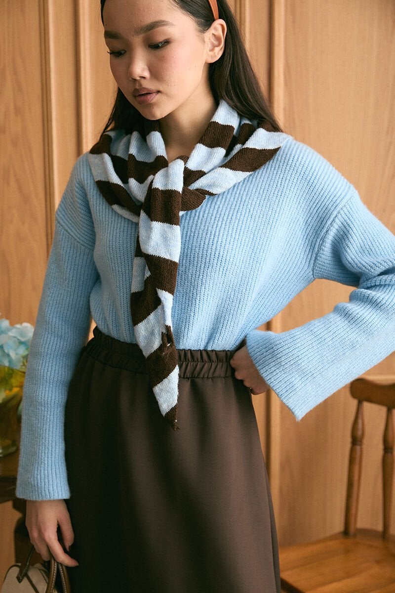 Bebe Mavisi Çizgili Atkı