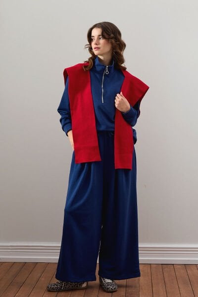 İndigo 3 İplik Yarım Fermuarlı Eşofman Takım