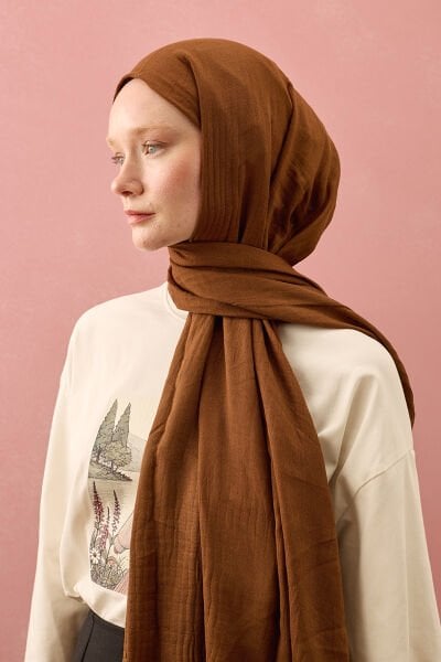 Kahverengi Müslin Şal