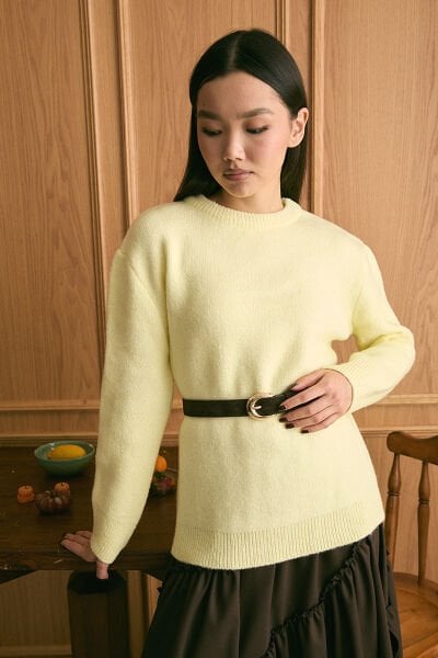 Limon Sarısı Triko Kazak