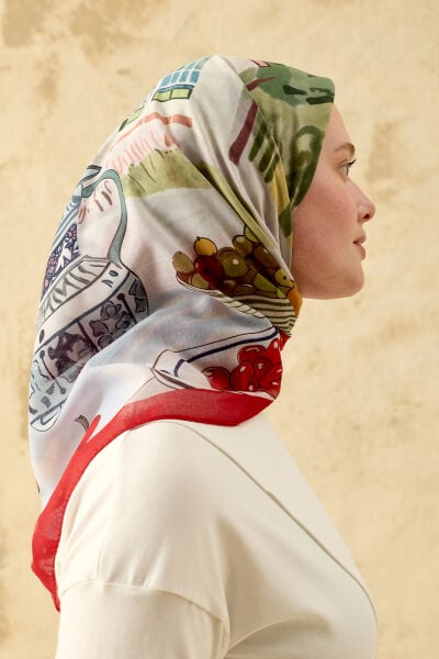 Kiraz Dalı Pamuk Eşarp