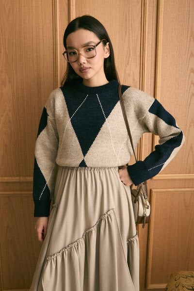 Vizon Baklava Desen Triko Kazak